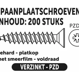 Spaanplaatschroef 5x70mm, PZD-2, gehard staal, zelfborend, houtmontage