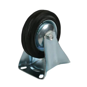 Bokwiel 200 mm - Zwarte Rubberband, Stalen Velg, 205 kg Draagkracht