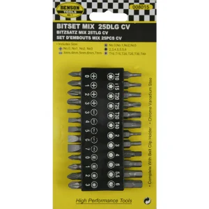 Bitset 25 dlg Cr-V: 25 mm bitjes voor veelzijdig schroefwerk