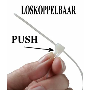 Loskoppelbare Tie Ribs, 7.6x300mm, 50 st, ideaal voor kabelbeheer.