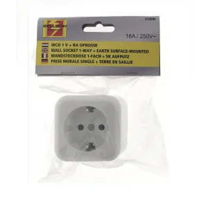 250V 16A Wandcontactdoos, Opbouw 61x61x43mm, IP20, Huis/Kantoor