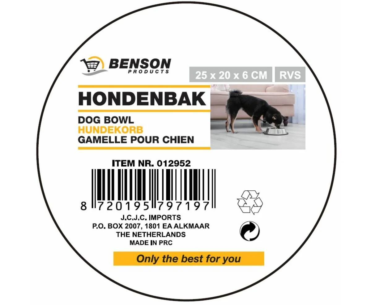 RVS Hondenvoerbak 25x20x6 cm, ideaal voor voer en water, anti-slip. - Afbeelding 2