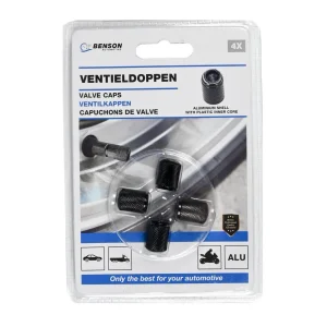 Zwarte Aluminium Ventieldoppen Set 4-delig voor Auto's en Motoren