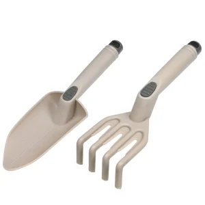2-delige Tuingereedschap Set: Hark en Schep met Maatvoering, Beige